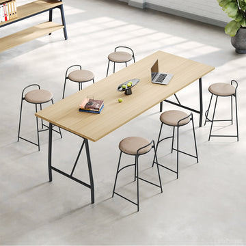 6-Person Bar Table and Stools Set with Wooden Top & Metal Frame for Pantry, Kitchen, Cafe & Restaurant product photo 3