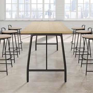 6-Person Bar Table and Stools Set with Wooden Top & Metal Frame for Pantry, Kitchen, Cafe & Restaurant product photo 2