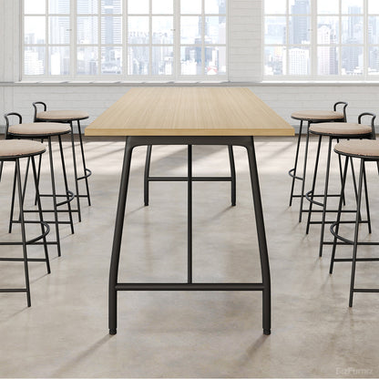 6-Person High-top Table with Metal Frame for Breakroom, Pantry, Cafe & Restaurant
