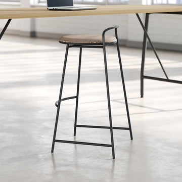 Comfortable Bar Height Stool with Backrest and Footrest for High Desks product view 3