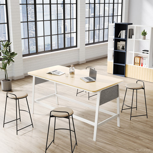 79 in. Bar Height Office Table with Wide Top, Stable Frame and Fabric Panels