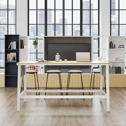 79 in. Bar Height Office Table with Wide Top, Stable Frame and Fabric Panels