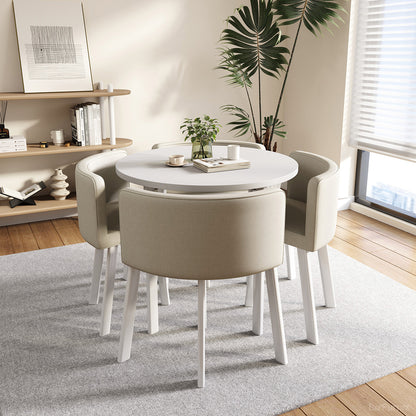 Round Table with 4 Chairs Tuck Under Table