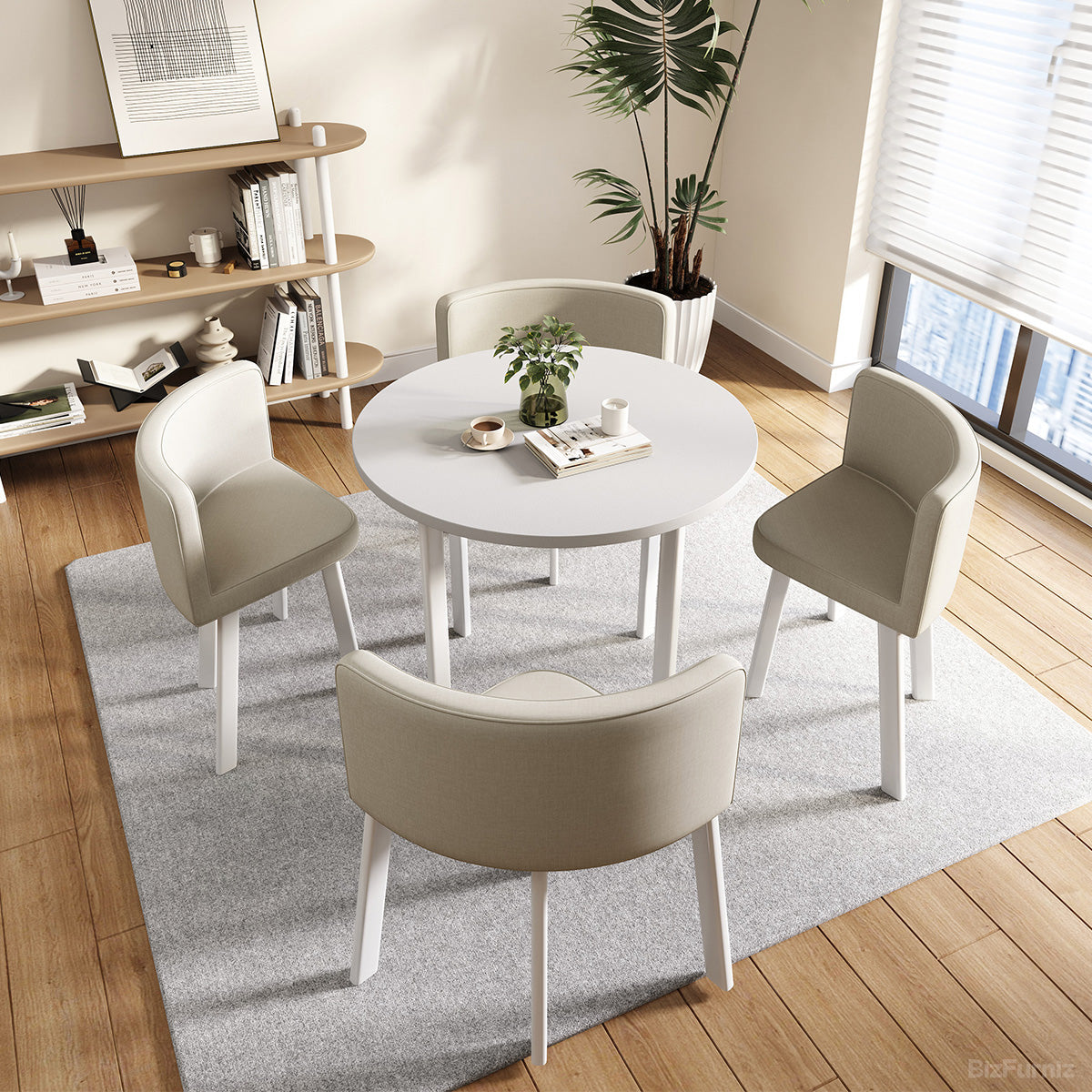 Round Table Set with 4 Chairs