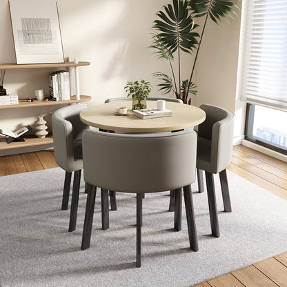 Round Table with 4 Chairs Tuck Under Table