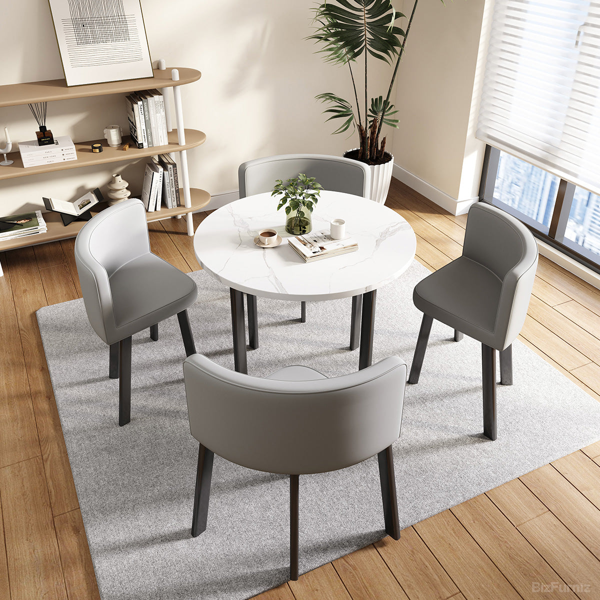 Round Table Set with 4 Chairs