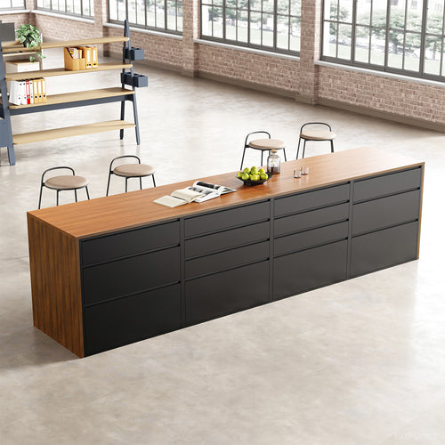 142”L Modern Multi-functional Storage Cabinet with Front and Rear Access Design for Versatile for modern office workspace