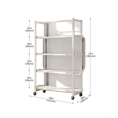 Dimension Diagram of Wheeled White Storage Organizer Rack