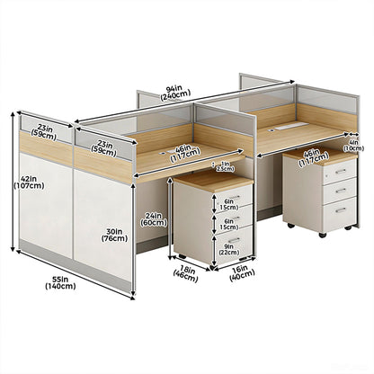Modern 94" 4-Person Partition Office Desk with Multi-Functional Cable Grommet for Employees