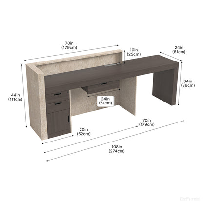 108” Reception Desk with Counter, Drawers, File Hangers & Built-in Power Hub product photo 2