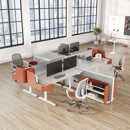 4-Person Modular Sit-Stand Workstation with Storage Screens Highlights photo 1