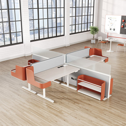 4-Person Modular Sit-Stand Workstation with Storage Screens Highlights photo 4