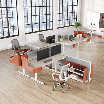 4-Person Modular Sit-Stand Workstation with Storage Screens Highlights photo 3