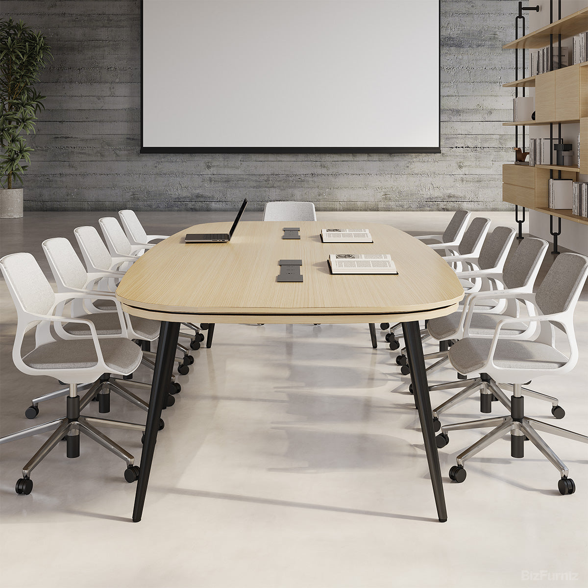 Walnut-Finish Conference Table with Integrated Power Management product view 5