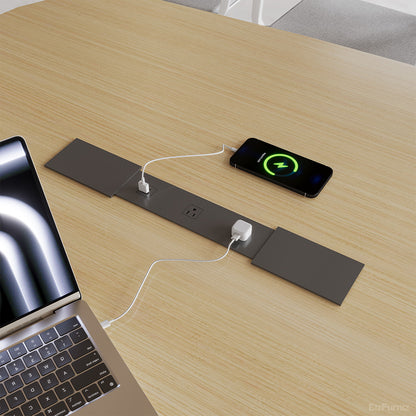 Walnut-Finish Conference Table with Integrated Power Management product view 4