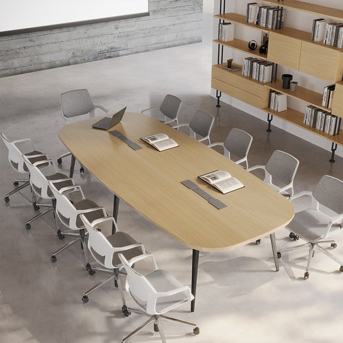Walnut-Finish Conference Table with Integrated Power Management for modern office workspace
