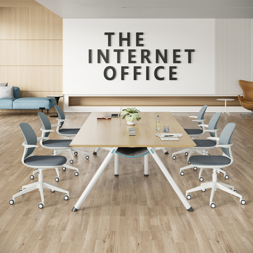 Contemporary Conference Table with A-Frame Legs and Integrated Power Management for modern office workspace