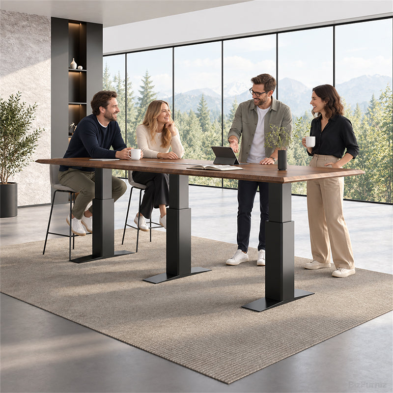 142-inch Rectangular Conference Table for 10-14 People with Built-in Cable Box for Meetings for modern office workspace