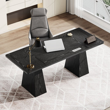 63” Minimalist Wood Office Desk with Power Outlet for Workspaces/Home Offices for modern office workspace