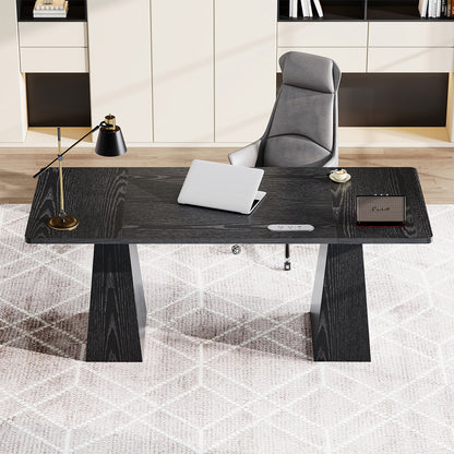63” Minimalist Wood Office Desk with Power Outlet for Workspaces/Home Offices product view 5