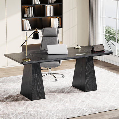 63” Minimalist Wood Office Desk with Power Outlet for Workspaces/Home Offices product view 4