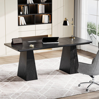 63” Minimalist Wood Office Desk with Power Outlet for Workspaces/Home Offices product view 3