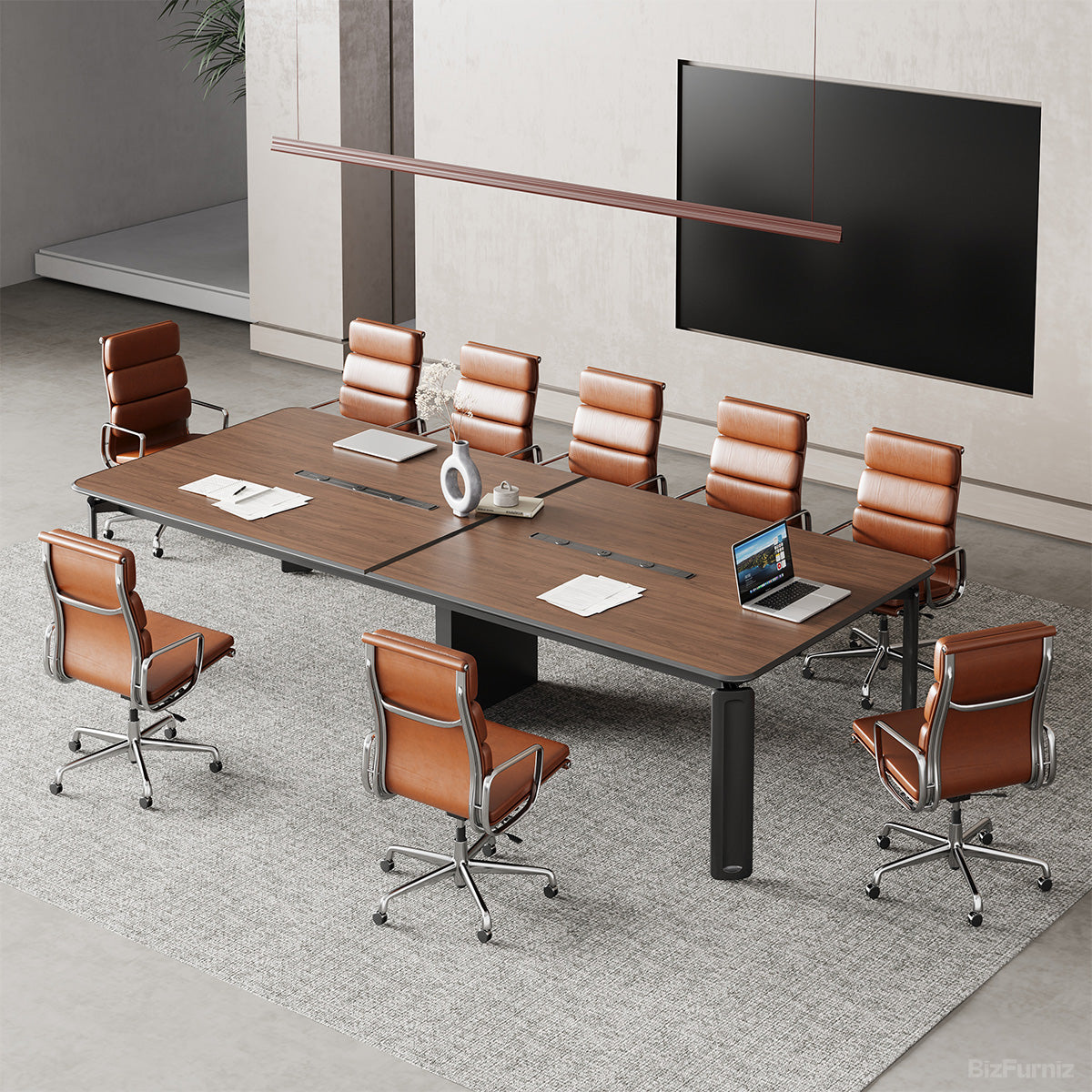 118-Inch Modern Conference Table with Built-In Power Rail for Meeting Rooms and Co-Working Spaces for modern office workspace
