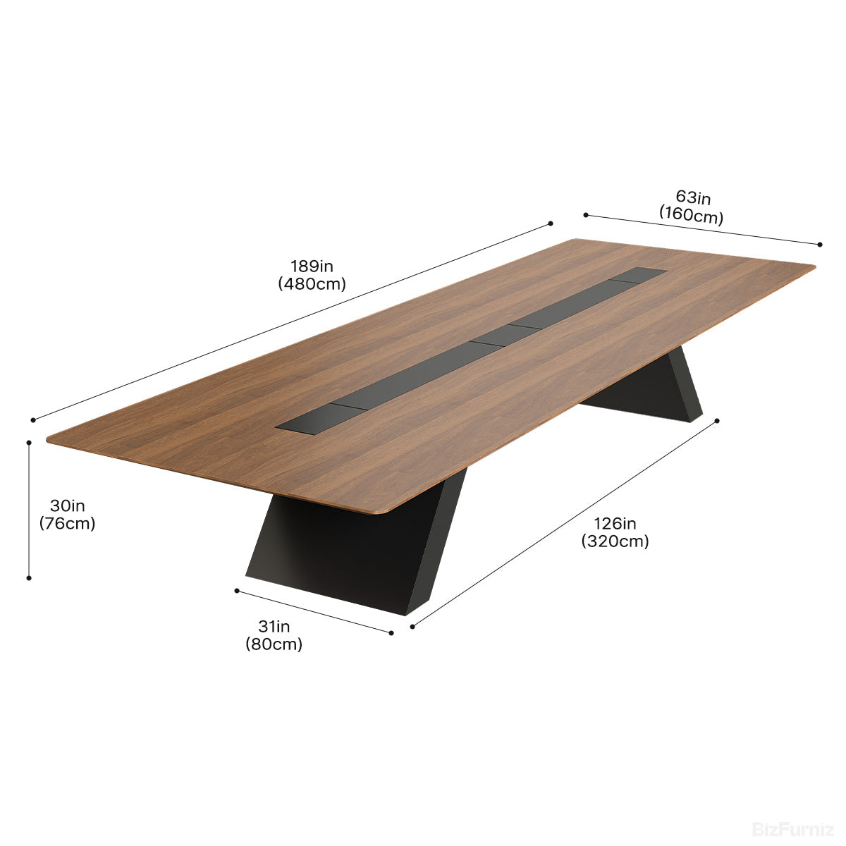 189" L High-end Conference Table with Hidden Cable Box & Generous Work Surface for 16–20 People photo 5