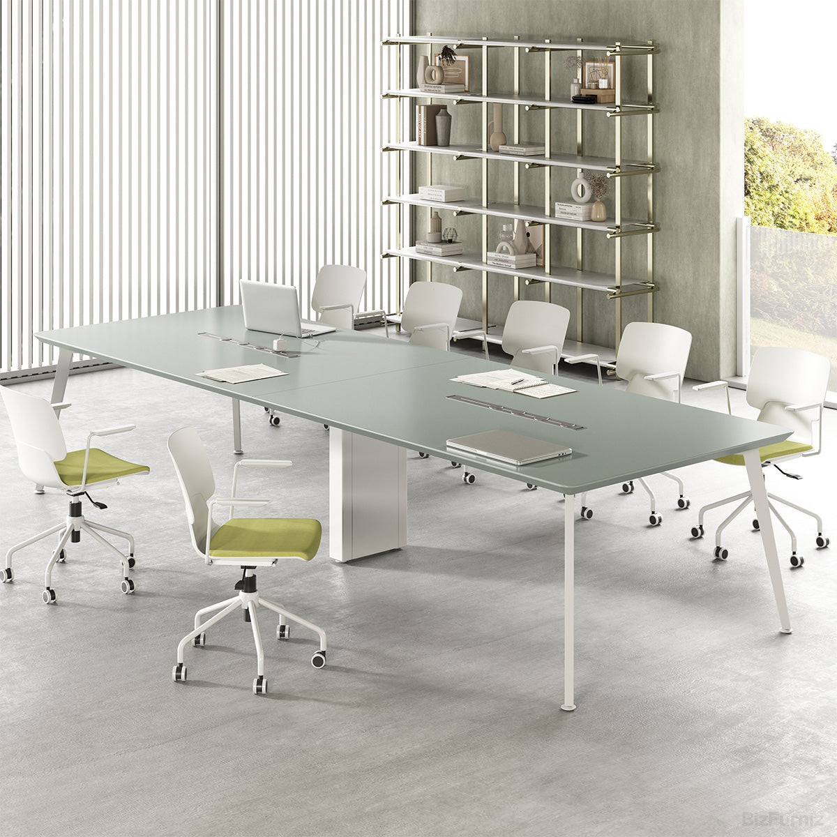 144" L Premium Conference Table with Track-style Power Box & Large Team Surface for 12–14 People Photo 1