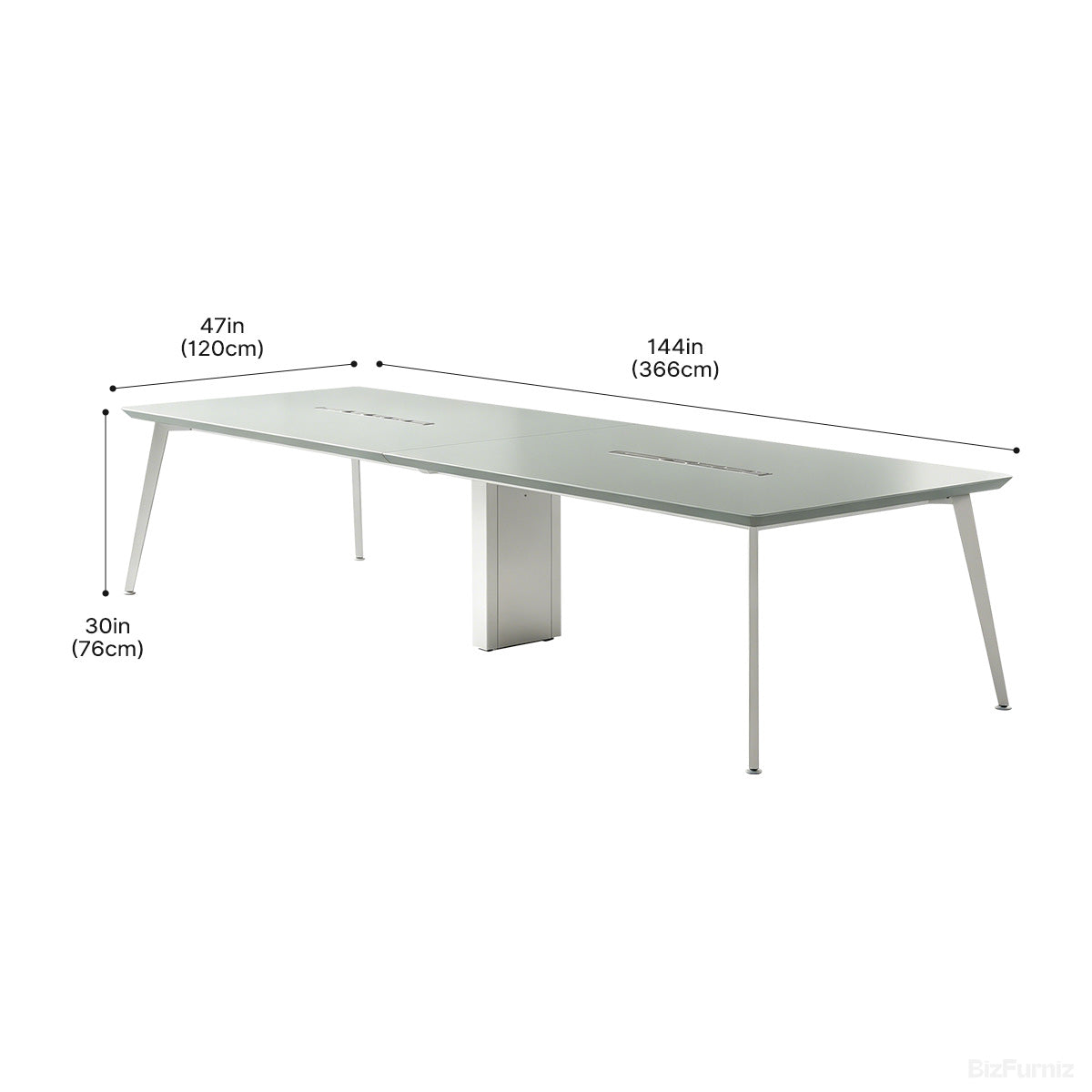 144" L Premium Conference Table with Track-style Power Box & Large Team Surface for 12–14 People Photo 4