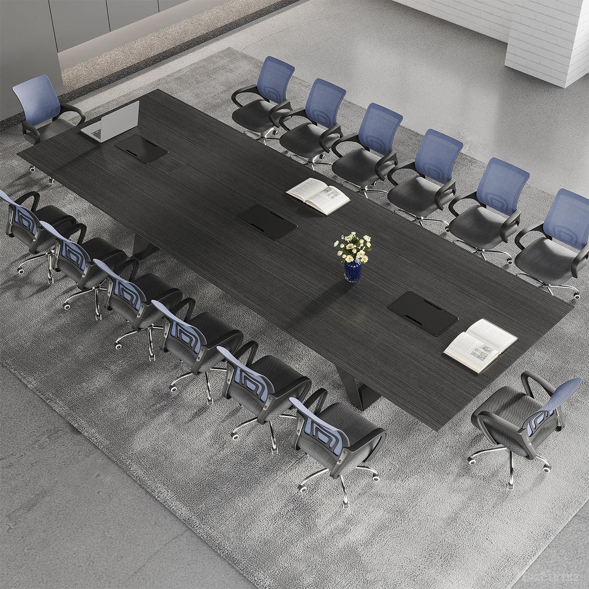157" Conference Table with Covered Cable Box and Thick Top