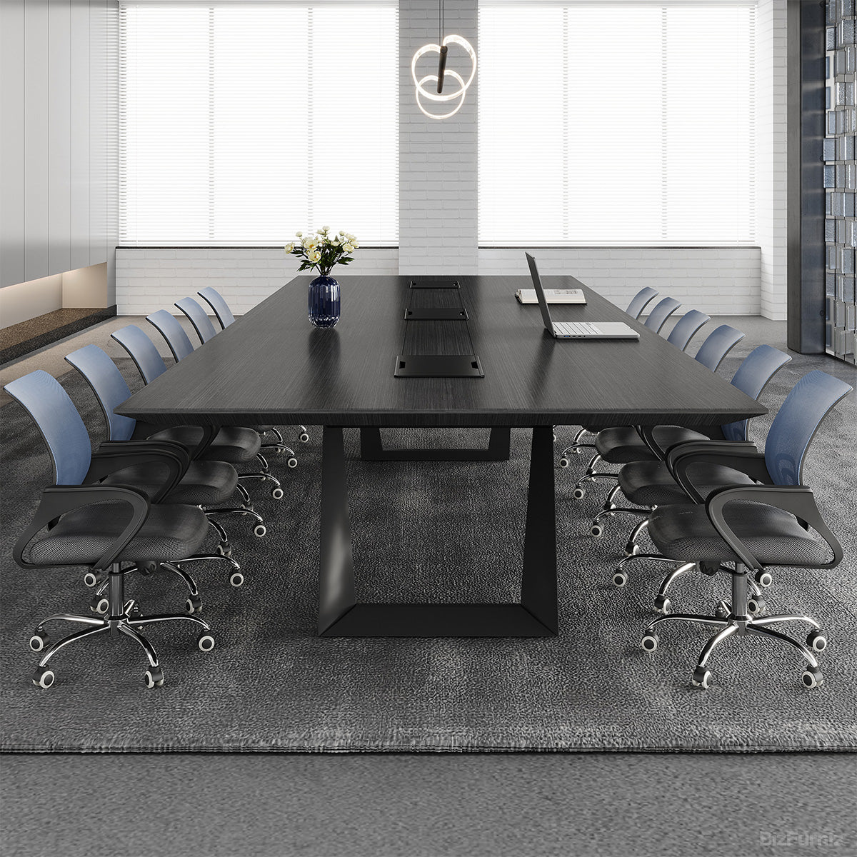 157" Conference Table with Covered Cable Box and Thick Top
