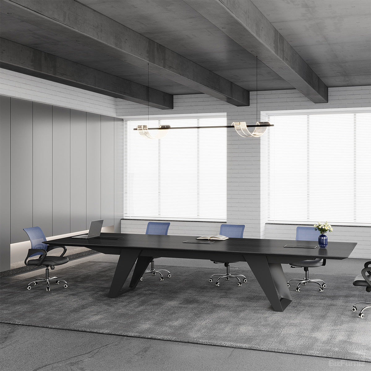 157" Conference Table with Covered Cable Box and Thick Top