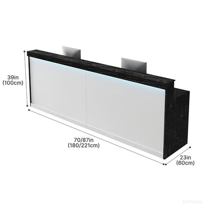 Wooden Reception Desk with Backlit Panel, Cabinet and Cable Management product view 12