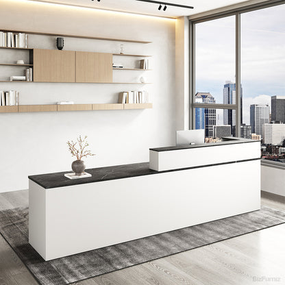 Sleek Reception Desk with Cable Grommet, Lockable Drawer and Keyboard Tray product view 7