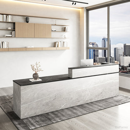 Sleek Reception Desk with Cable Grommet, Lockable Drawer and Keyboard Tray product view 13