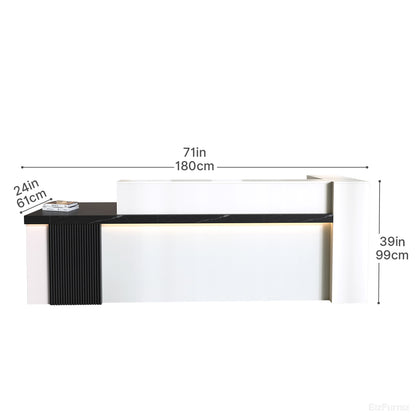 71" Modern Reception Desk with Counter, Open Shelving and Lockable Drawer product view 4