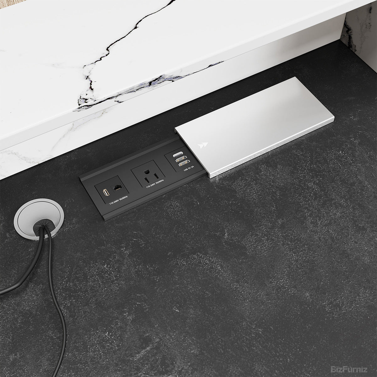 Modern Reception Desk with Counter Cable Management for Offices, Lobbies & Stores product photo 7