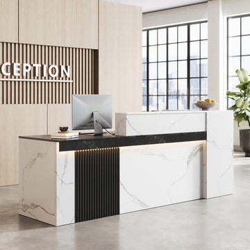 Modern Reception Desk with Counter Cable Management for Offices, Lobbies & Stores product photo 2