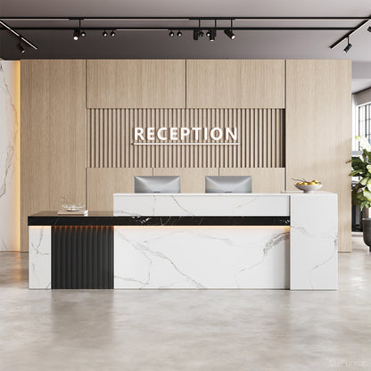 Modern Reception Desk with Counter Cable Management for Offices, Lobbies & Stores