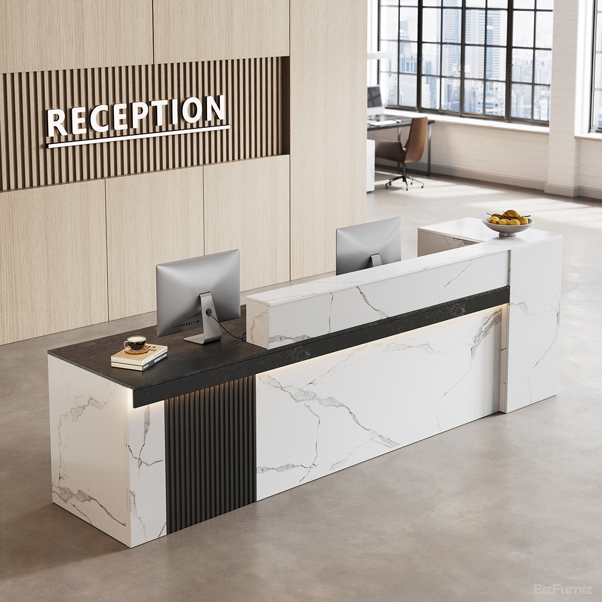Modern Reception Desk with Counter Cable Management for Offices, Lobbies & Stores product photo 4