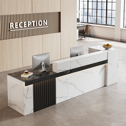 Modern Reception Desk with Counter Cable Management for Offices, Lobbies & Stores