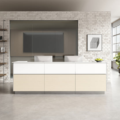 126" L Modern Reception Desk with Power Hub and Hidden Side Storage for Lobbies and Executive Reception Areas product view 6