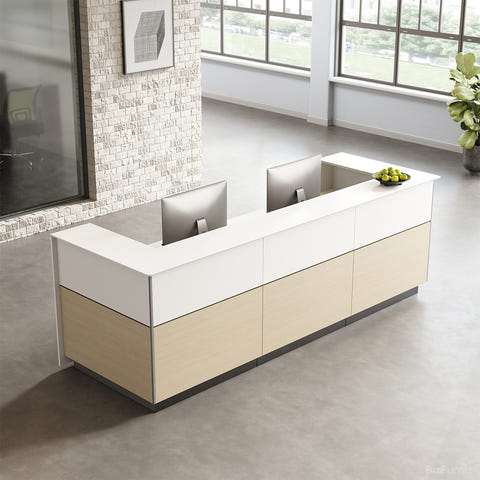 126" L Modern Reception Desk with Power Hub and Hidden Side Storage for Lobbies and Executive Reception Areas product view 4