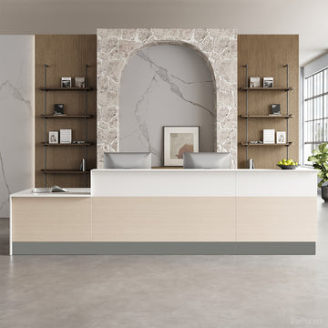 154"L Professional Reception Desk with Sturdy Build and Integrated Power Hub for Modern Lobbies and Offices product view 2