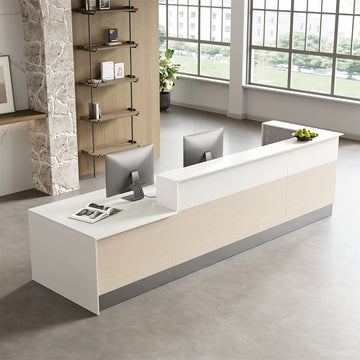154"L Professional Reception Desk with Sturdy Build and Integrated Power Hub for Modern Lobbies and Offices product view 1