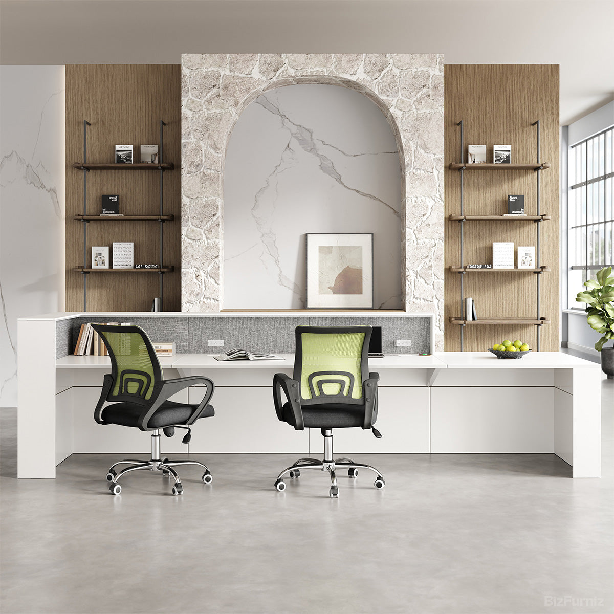 154"L Professional Reception Desk with Sturdy Build and Integrated Power Hub for Modern Lobbies and Offices product view 2