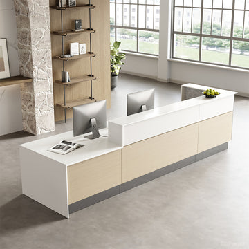 154"L Professional Reception Desk with Sturdy Build and Integrated Power Hub for Modern Lobbies and Offices product view 3