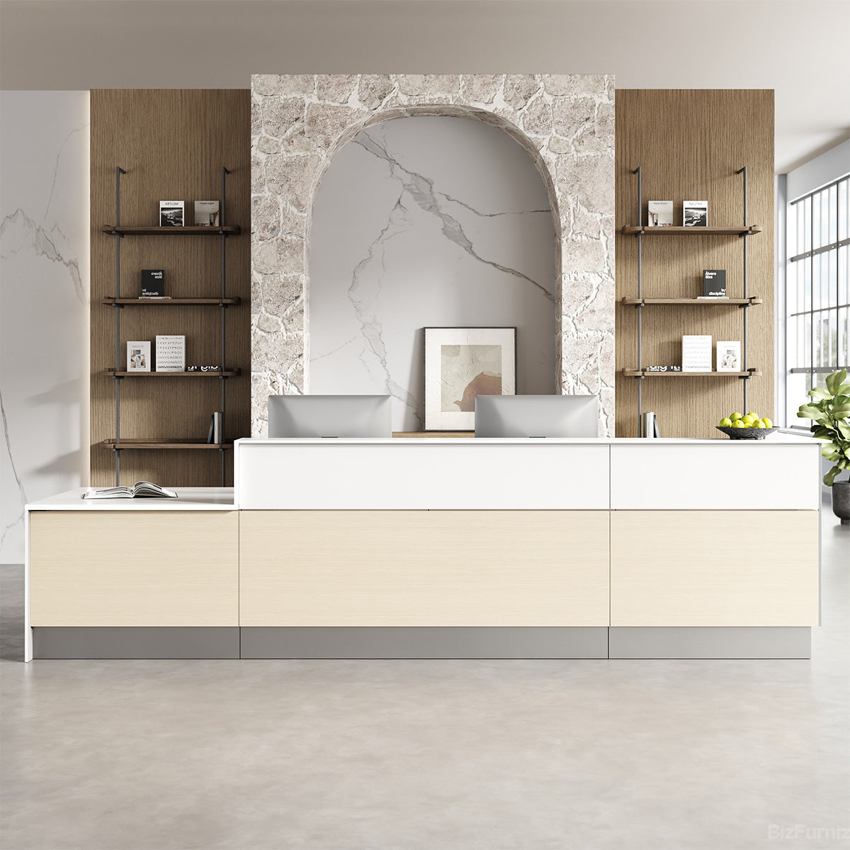 154"L Professional Reception Desk with Sturdy Build and Integrated Power Hub for Modern Lobbies and Offices product view 4