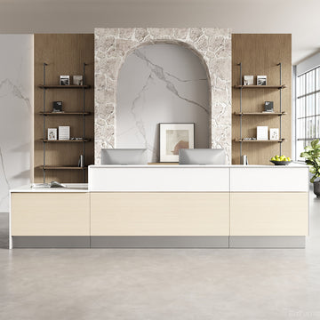 154"L Professional Reception Desk with Sturdy Build and Integrated Power Hub for Modern Lobbies and Offices product view 4